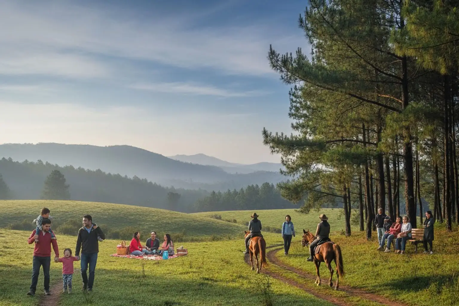 Scenic cottages surrounded by tall pine trees at the best stays in Ooty.