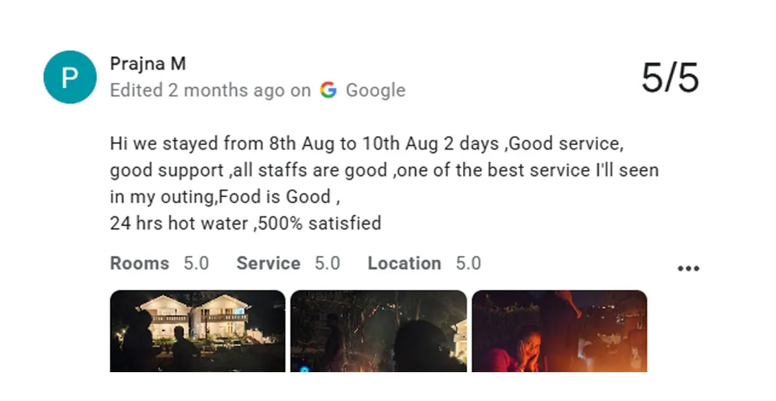 Guest testimonial about relaxing mornings and beautiful hill viewsat the best stays in Ooty.